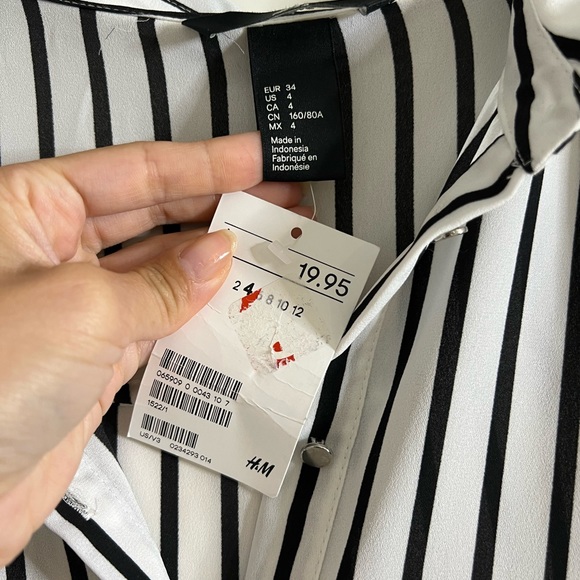 H&M Black and White Striped Chiffon Long Sleeve Blouse - Picture 5 of 5